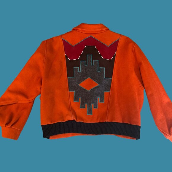 RARE VTG Cynthia Owings Wool Bomber Jacket / C.O.D. Navajo Design Coat - Picture 2 of 11